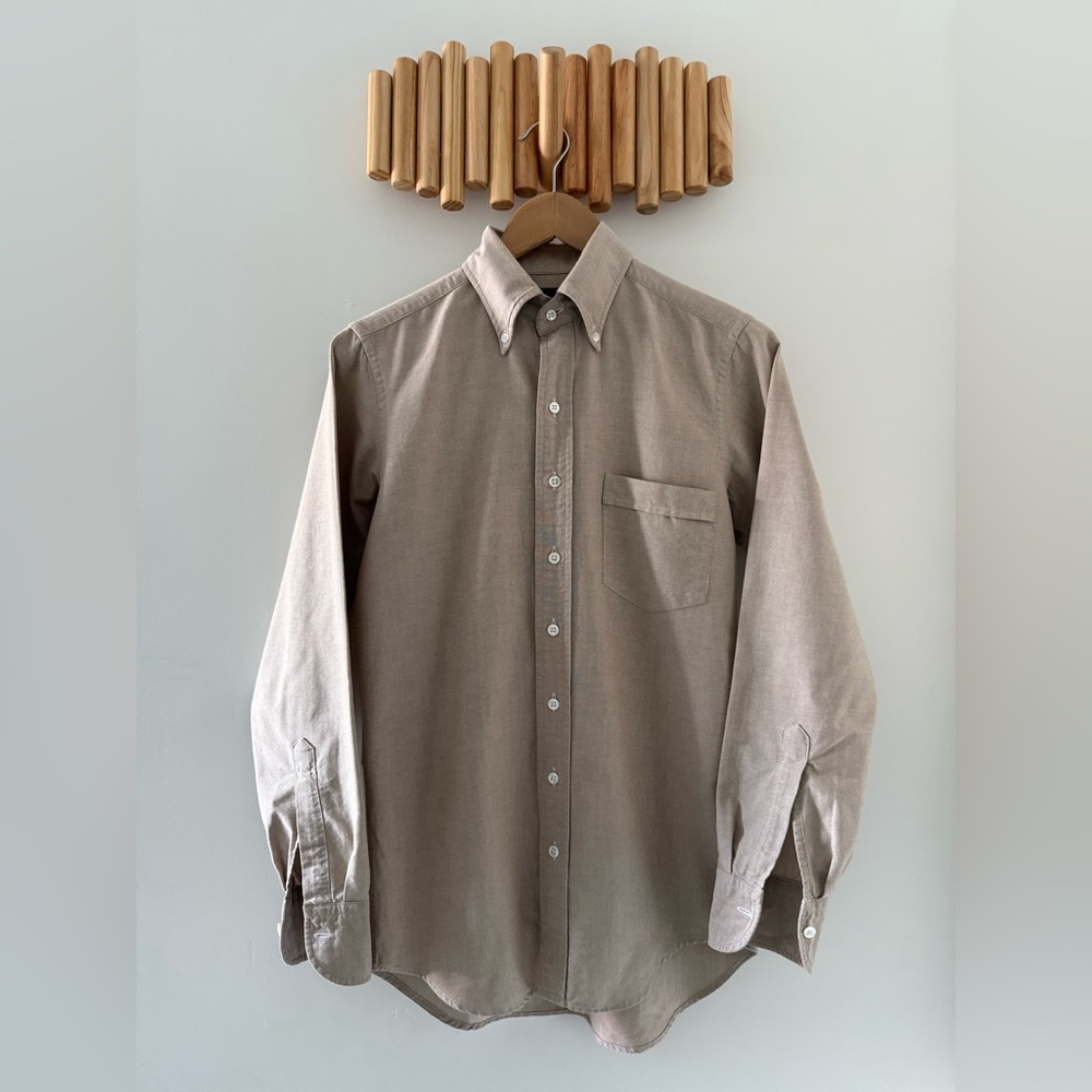 Drake’s London Oxford Button Down Shirt Cream 15/38 Made England OCBD - Picture 7 of 7